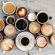 Aerial view of various coffee